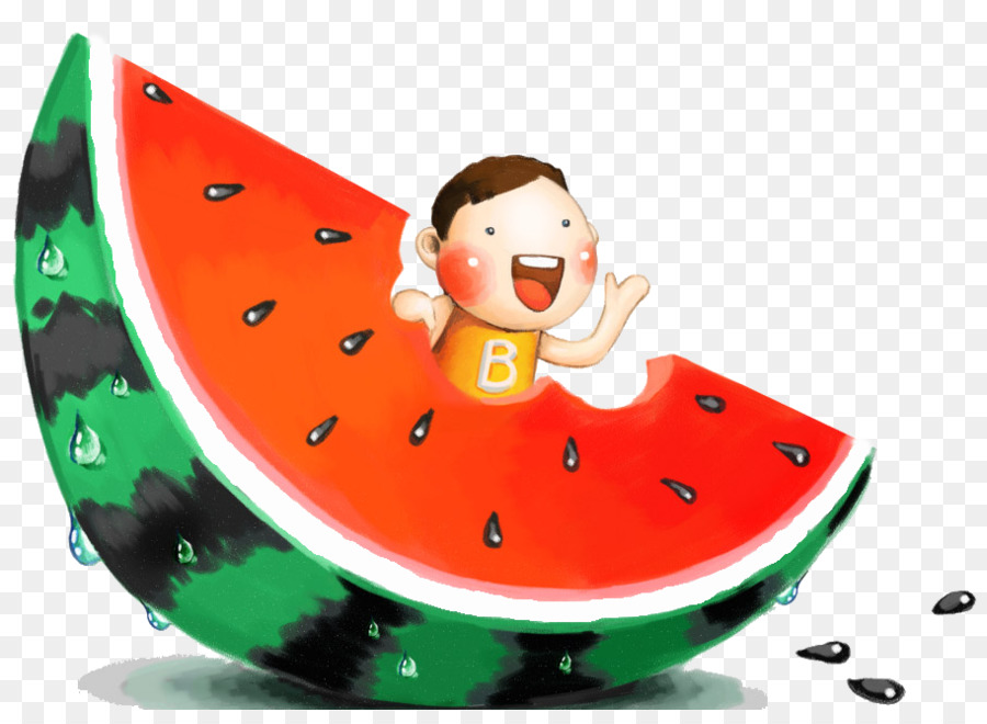 Wassermelone Cartoon - Cartoon große Wassermelone boy Essen Wassermelone