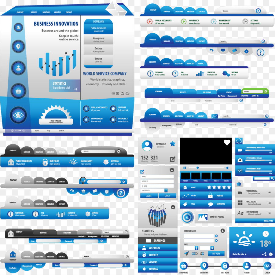 Pulsante interfaccia Utente Clip art - Blu business web design