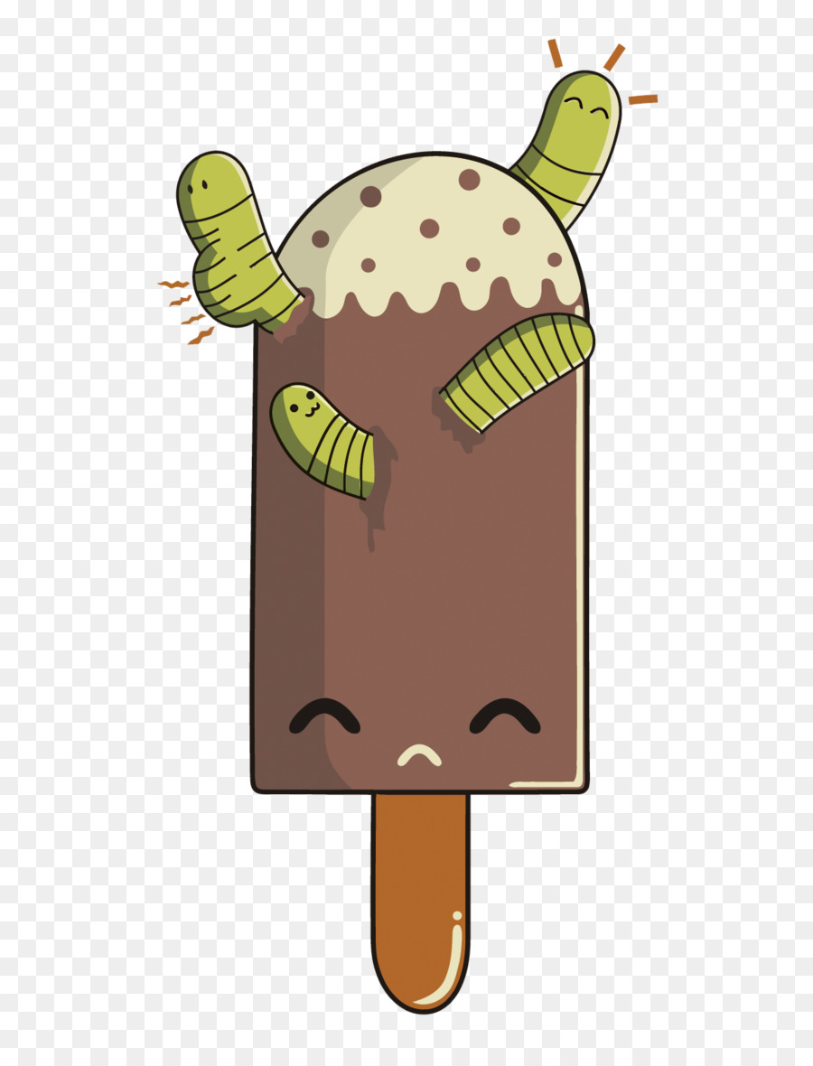 Ice Cream Ball-Wurm-Ice cream cone - Vektor-caterpillar und ice cubes