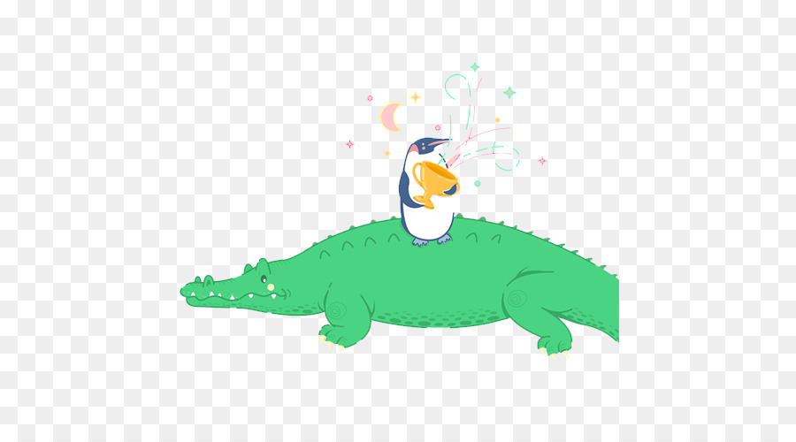 Ente Krokodil Illustration - Hand bemalt kleine Krokodil