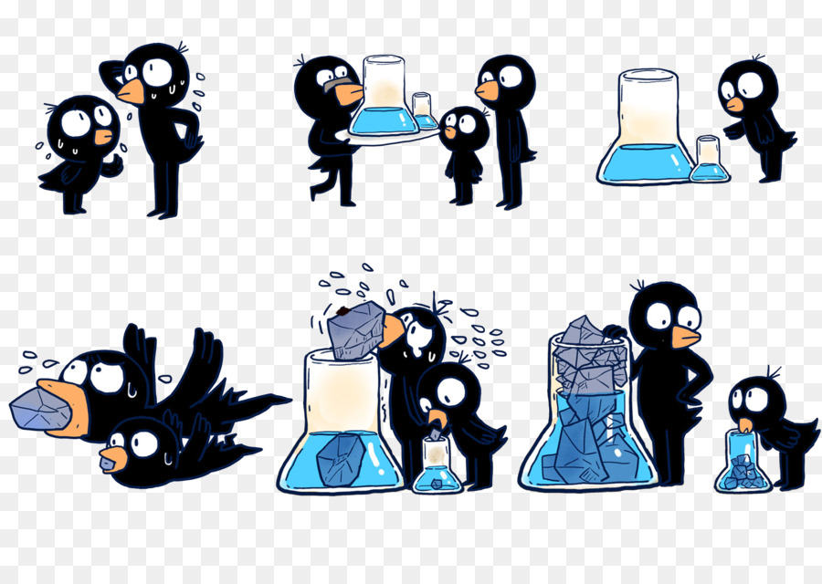 Little crow Cartoon Download - Karikatur Krähe der Suche nach Wasser zum trinken