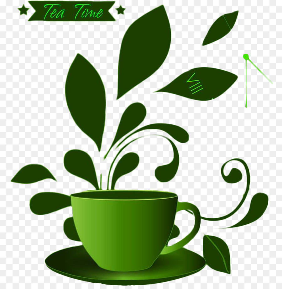 Kaffee-Tasse, Blumentopf, Café-Pflanze-Stiel Clip-art - grüner Tee