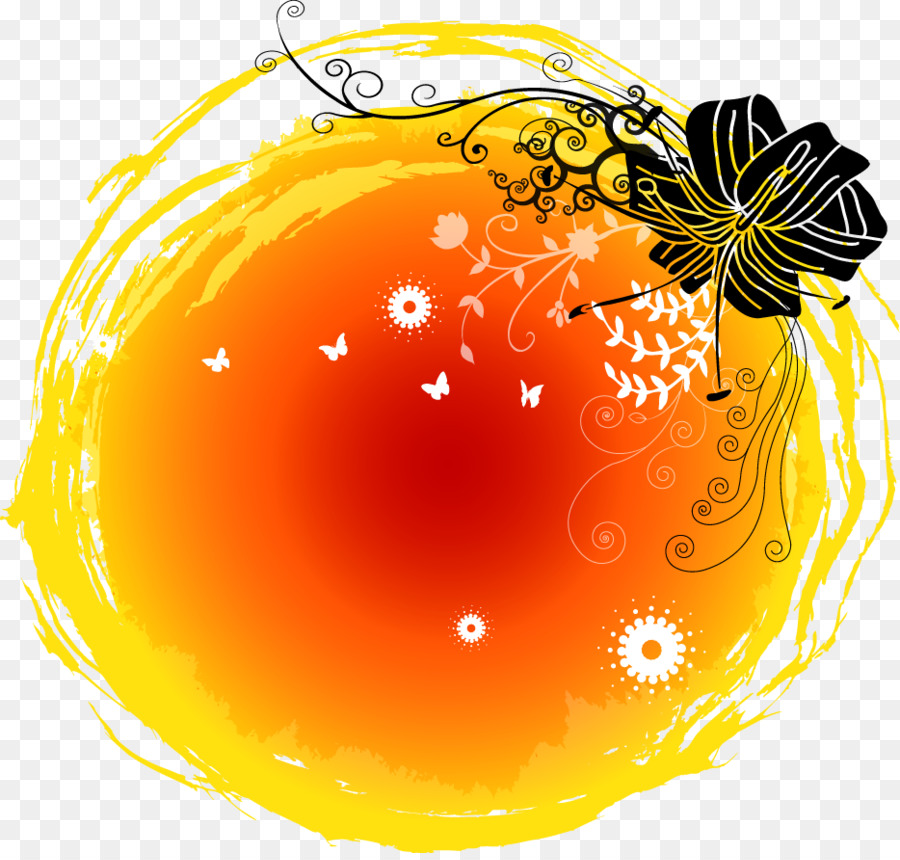Aquarell-Malerei, Tinte - Orange Aquarell Tinte Tropfen