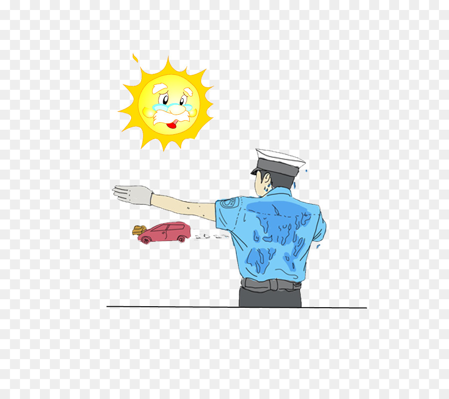 Polizist Zeichnung Verkehrspolizei - Verkehrspolizei unter der sengenden Sonne