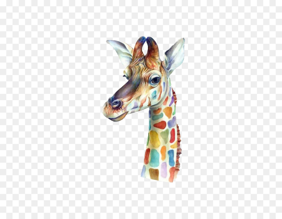 Giraffe Aquarell-Malerei Leinwand Drucken - Farbe giraffe