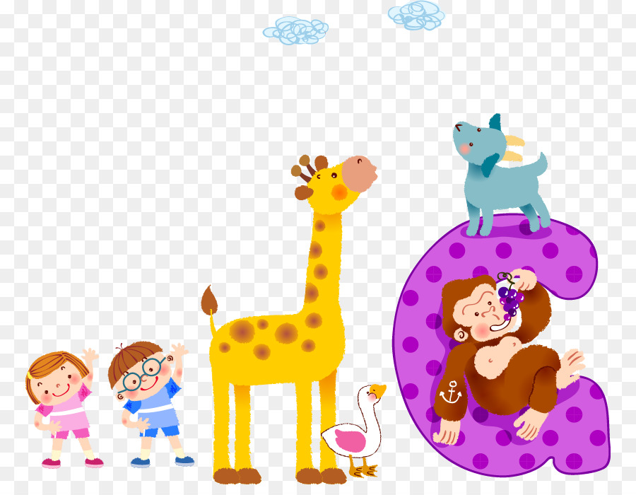 Animazione Cartoon Comics - Carino bambini cartoon giraffa lettera