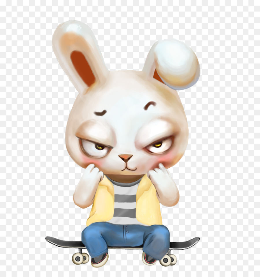 Coniglietto Di Pasqua, Coniglio Scaricare - Timido coniglio seduto su uno skateboard