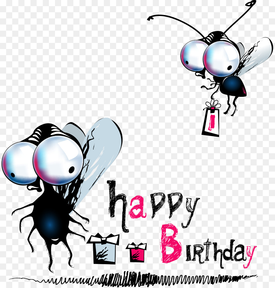 Herzlichen Glückwunsch zum Geburtstag Grußkarte-clipart - Große Augen Insekt-Vektor