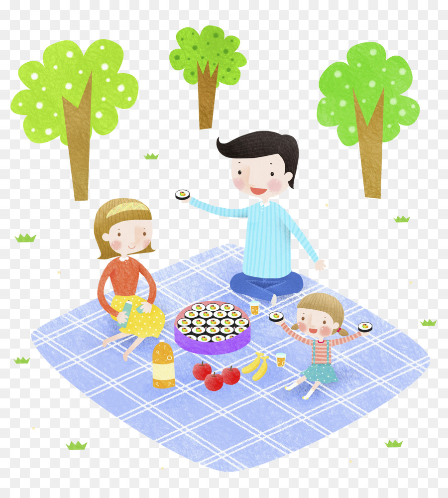 Picknick-Food-Cartoon-Abbildung - Picknick-Familie