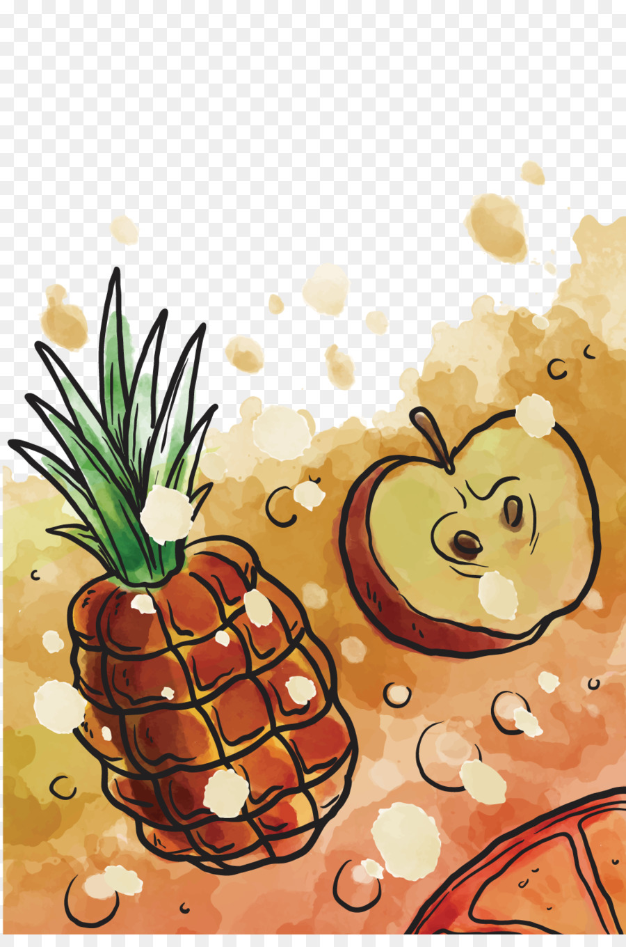 Ananas Adobe Illustrator Illustration - Von Hand bemalt, Apfel-Ananas-Vektor