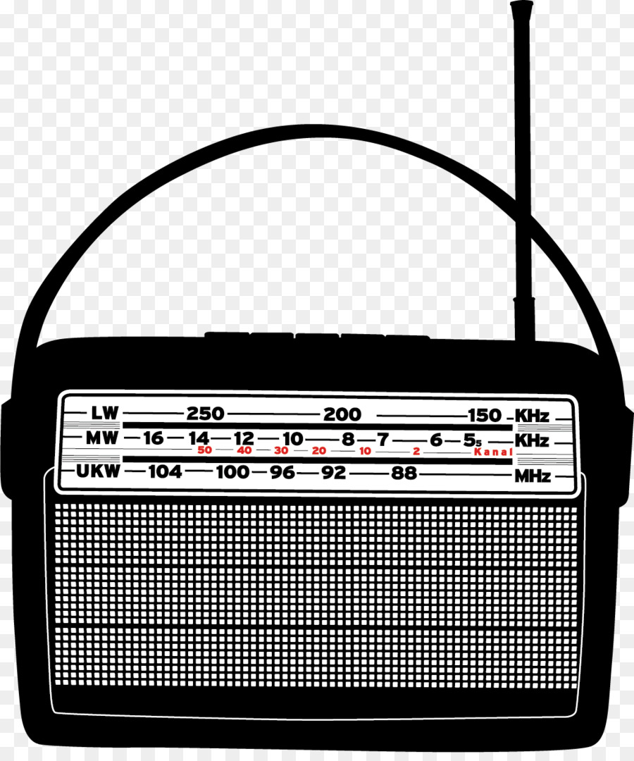 Antica radio Broadcasting radio a Transistor - Vector black band antenna radio