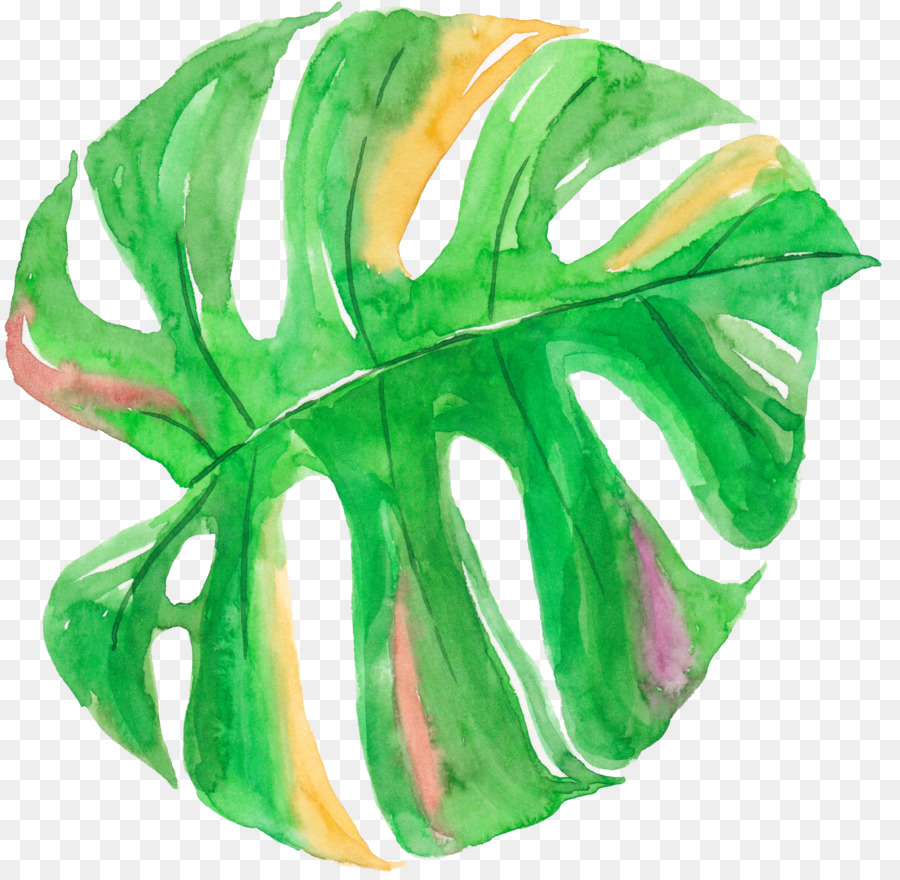 Blatt Aquarell-Malerei Leinwand - Aquarell palm leaf