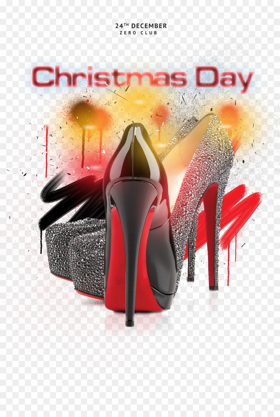 Cao gót giày dép Tờ áp Phích - Giáng sinh sáng tạo đen giày cao gót