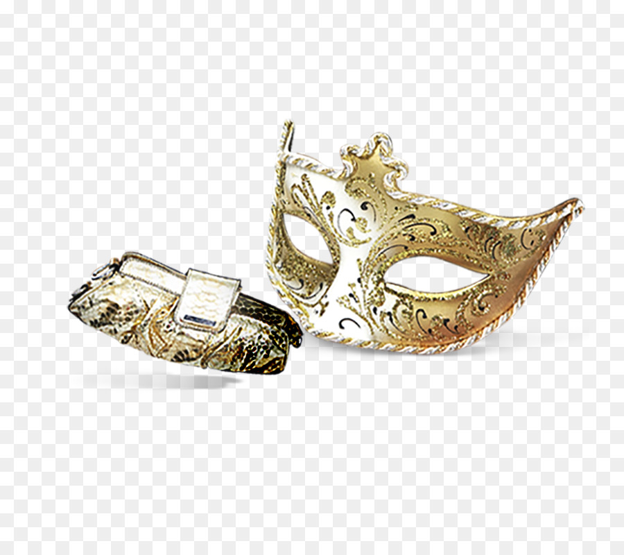 Maske Trident Weingut Ball - Frau goldene Maske und Handtaschen