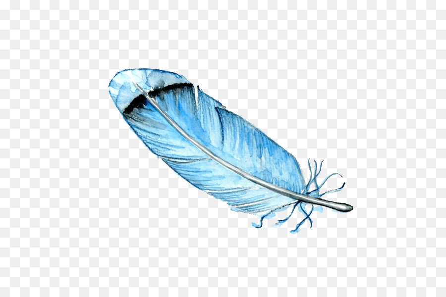 Piume Uccello dipinto ad Acquerello, Disegno - piuma blu