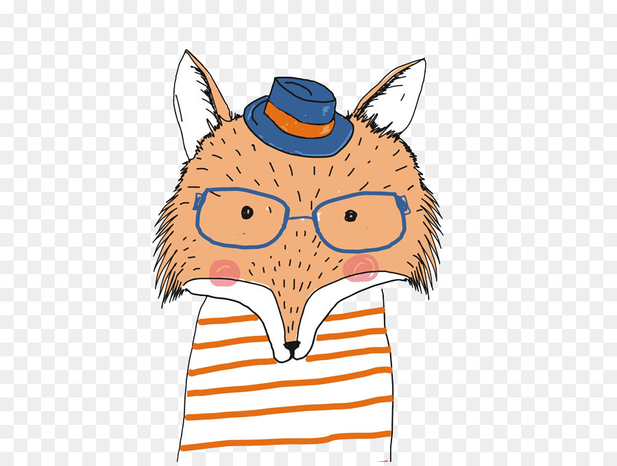 Cartoon Zeichnung Illustration - Das tragen einer blauen Mütze fox-hand-painted cartoon