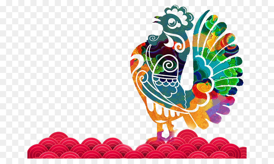 Chinesisches Neues Jahr, chinesischer Tierkreis-Hahn - 2017 Jahr des Hahnes chinesisches Neujahr-Vektor-material
