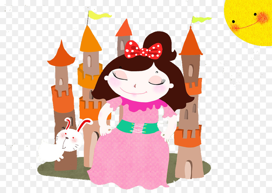 Eine Kleine Prinzessin Cartoon-Abbildung - Eine schöne kleine Prinzessin in einem Kleid