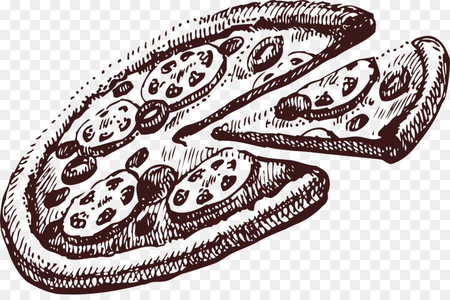 Pizza, italienische Küche, Fast-food-Zeichnung - Schwarze leckere pizza