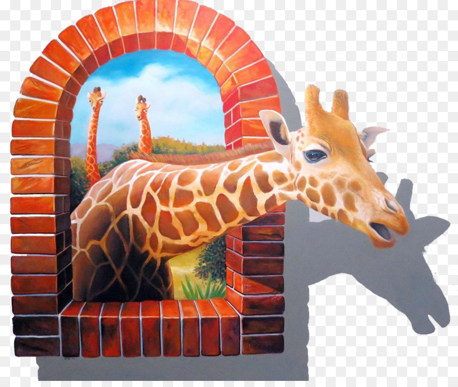 Adesivo da muro Dipinto Murale Autoadesivo - Finestre rotte di giraffa
