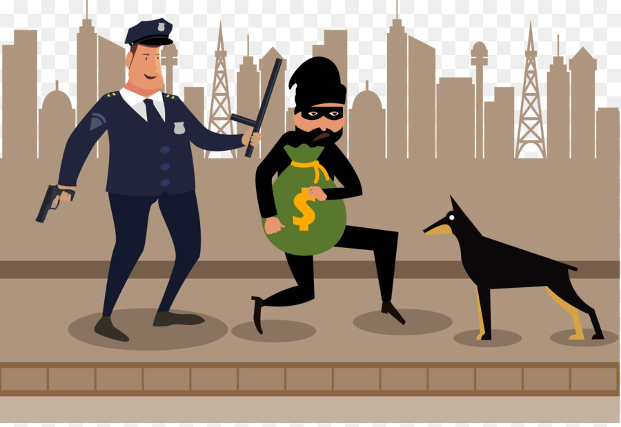 Cartoon funzionario di Polizia, un Arresto - La polizia ha arrestato il ladro