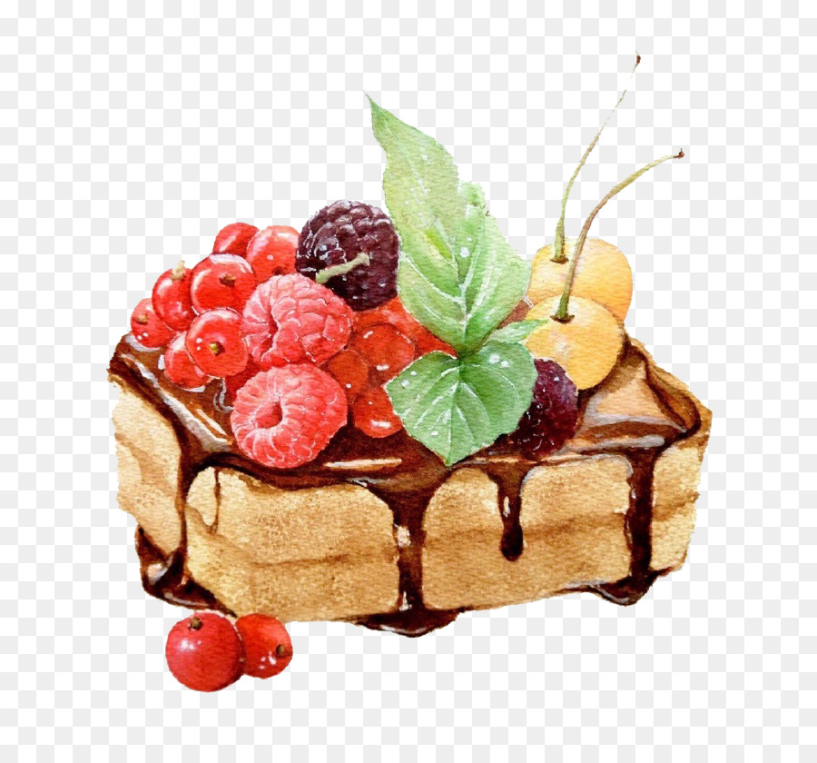Schokolade Kuchen-Torte Schwarzwälder Torte-Aquarell - Heidelbeer-Schoko-Kuchen