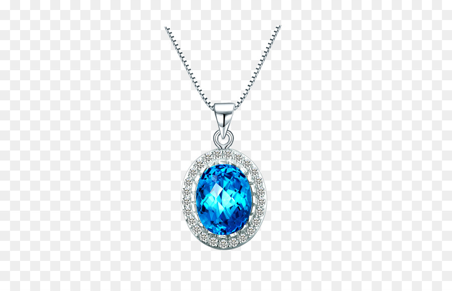 Cái mề đay bạc mặt Dây chuyền Sapphire - Bầu Dục Sapphire Bạc