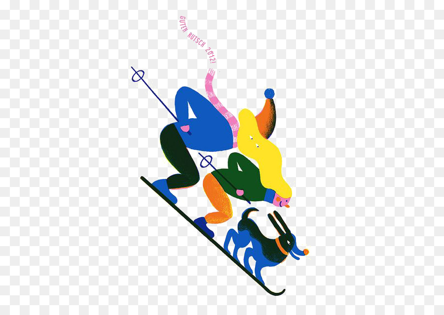 Zeichnung GOLDENE KOSMOS-Illustration - Abstract Skifahren