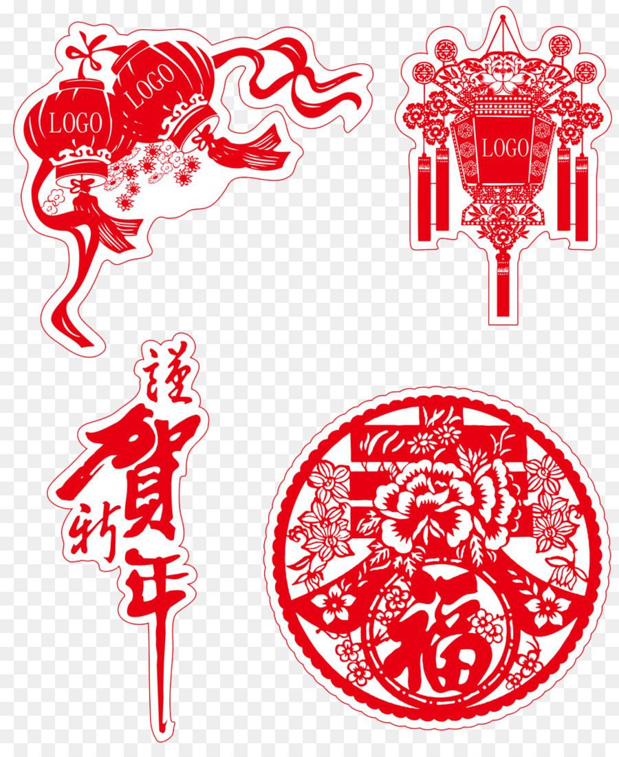 Papierschnitt Chinese New Year Chinese zodiac Chinese paper cutting - Chinesische Neujahr rote Papier-Schnitt-Stil material