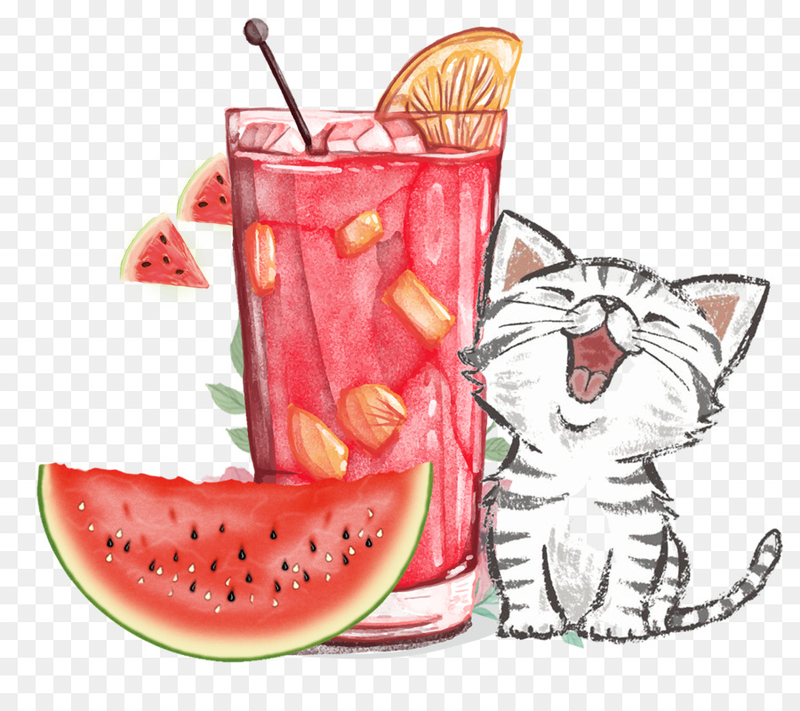 Nước cam Mềm uống Cocktail Mèo - Tránh đào vẽ tay dưa hấu nước uống