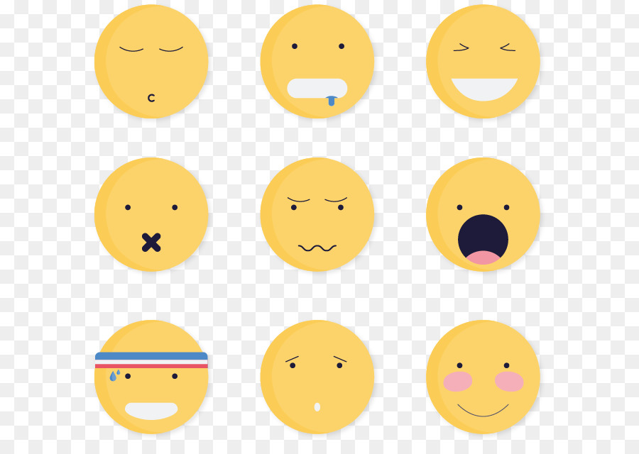 Smiley, Gesicht, Ausdrücke, mimik - 9 niedliche Runde Gesicht