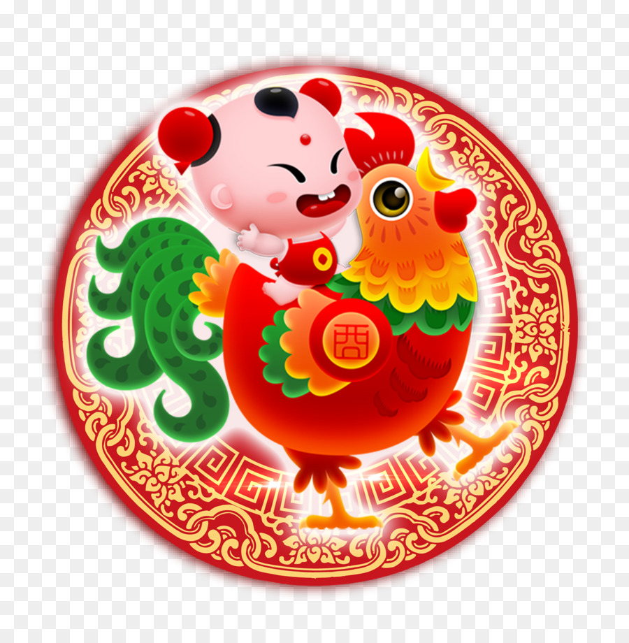 Nuovo Anno cinese zodiaco Cinese Poster Gallo - Gallo rosso bambole combinazione