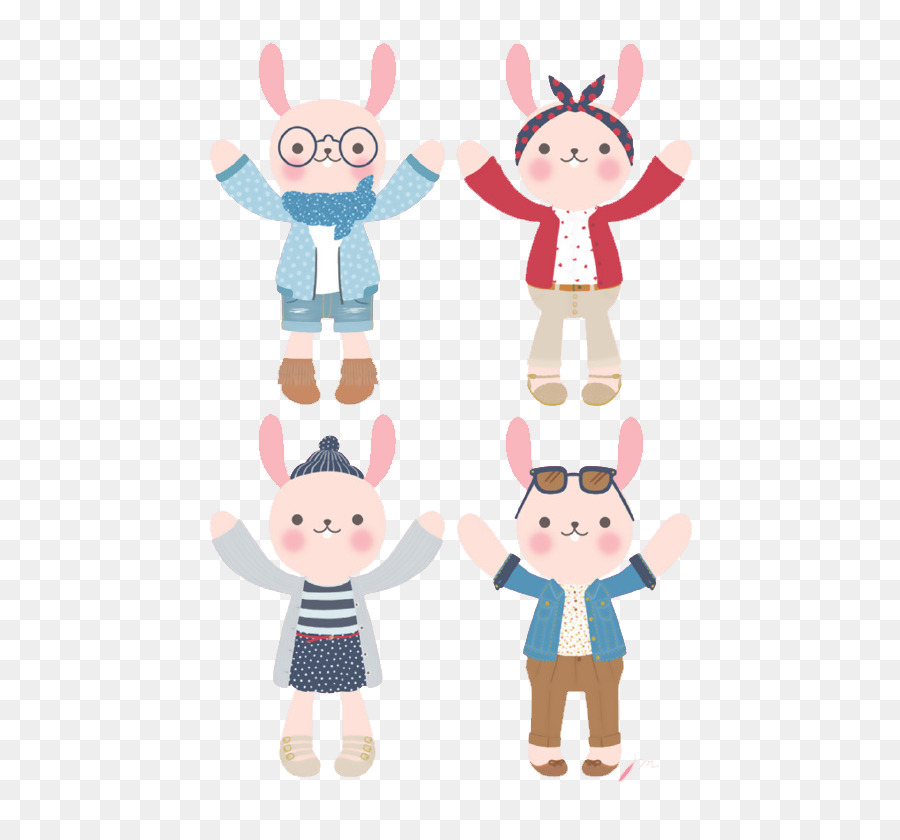 Textil-Cartoon-Kleinkind-Illustration - Cartoon rabbit doll