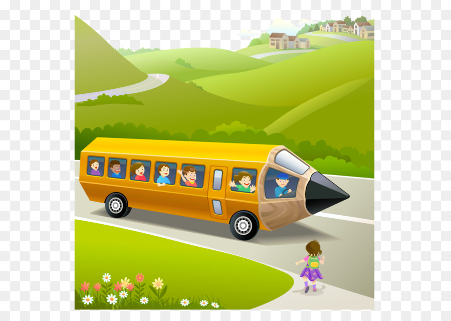 Scuola bus Matita da Disegno - Vector cartoon matita bus della scuola di illustrazione Vettoriale