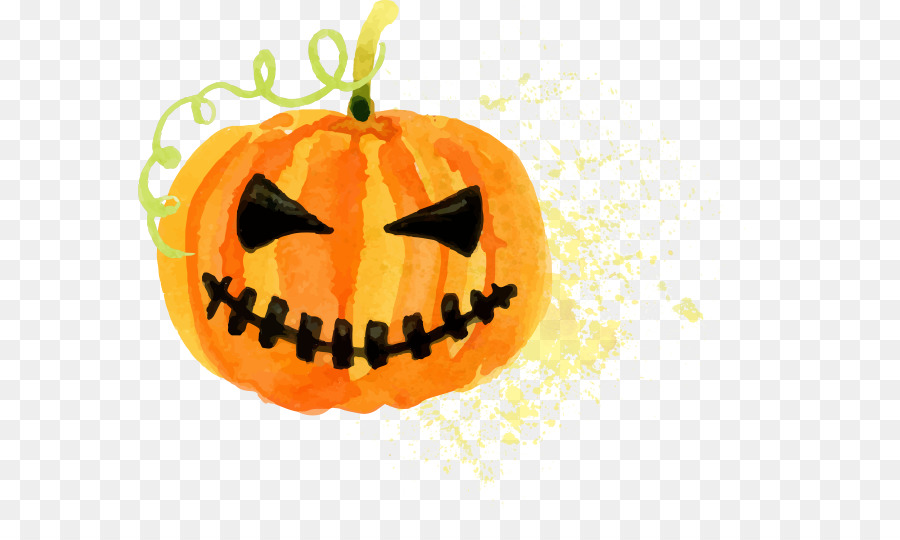 Calabaza Zucca di Halloween pittura ad Acquerello - Dipinto di zucca faccia