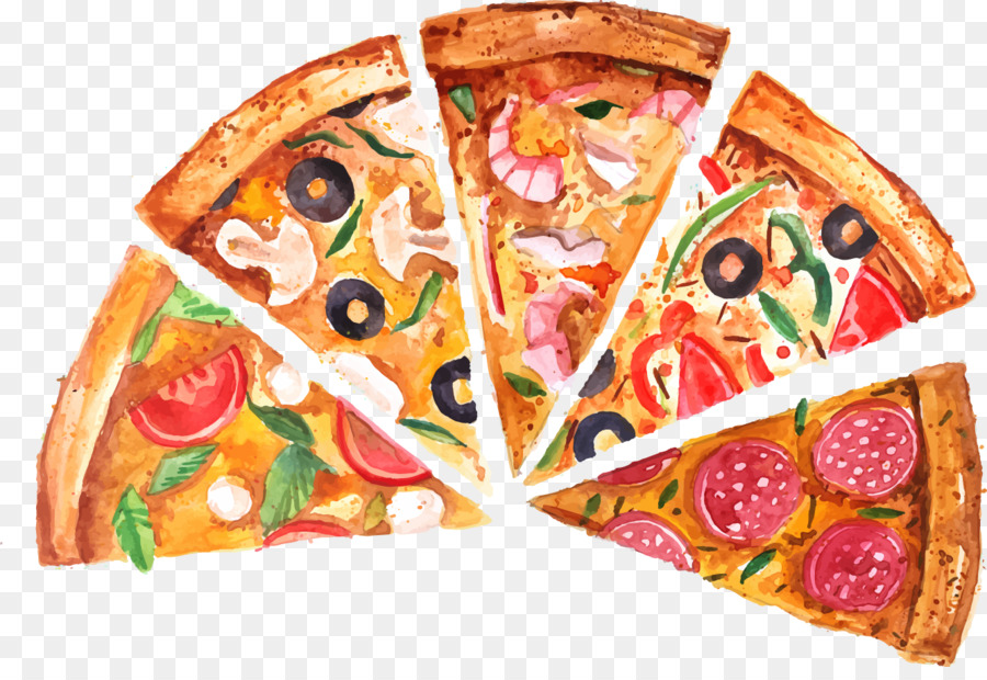 Sizilianische pizza-Fast-food-Junk-food, Flammkuchen flambxe9e - Vektor lackiert Pizza