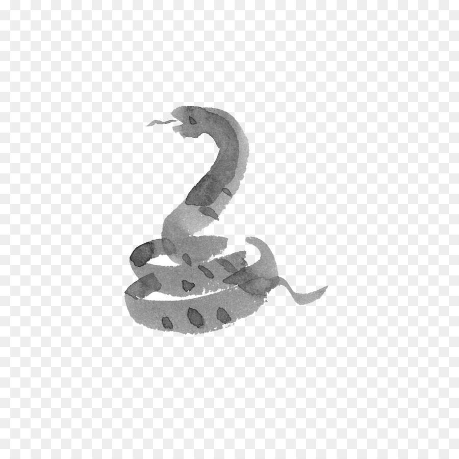 Schlange chinesische Tierkreiszeichen Tinte wash Malerei Zeichnung Ox - Chinesische Tierkreis-Schlange Wind