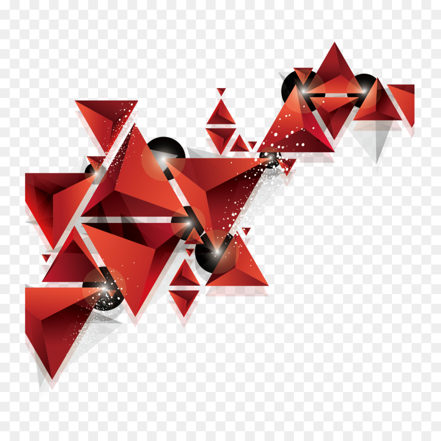 Rotes Dreieck Geometrie - Drei-dimensionalen Dekorative Muster Vektor-Dreieck