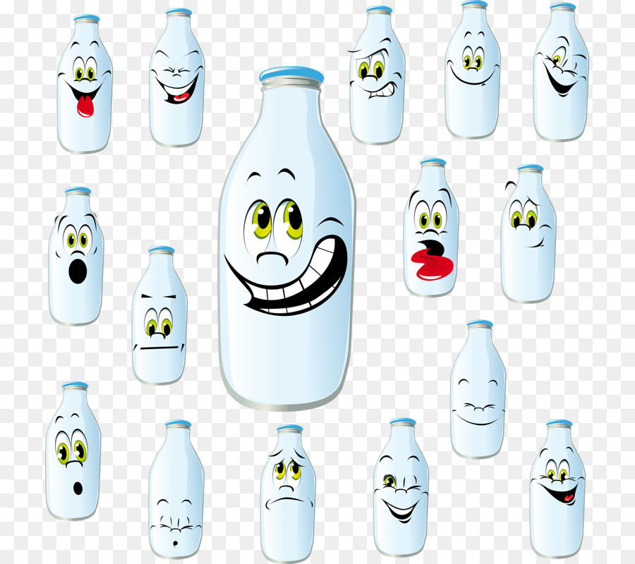 Latte Disegno Bottiglia Illustrazione - Cartone animato volto dipinto di vetro
