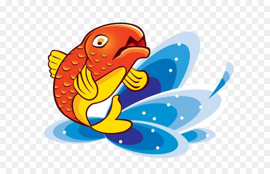 Koi-Fisch Cartoon Clip art - Koi Fisch Sprung in den Himmel aus dem Wasser