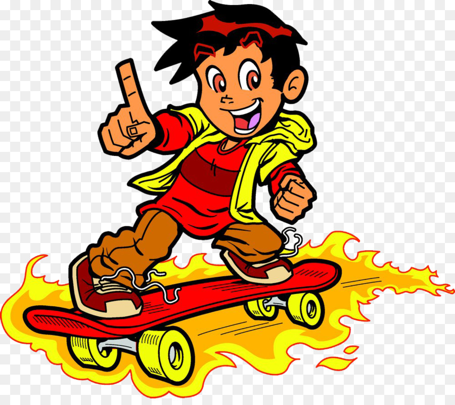 Skateboarding Cartoon Clip art - Feuer-skating
