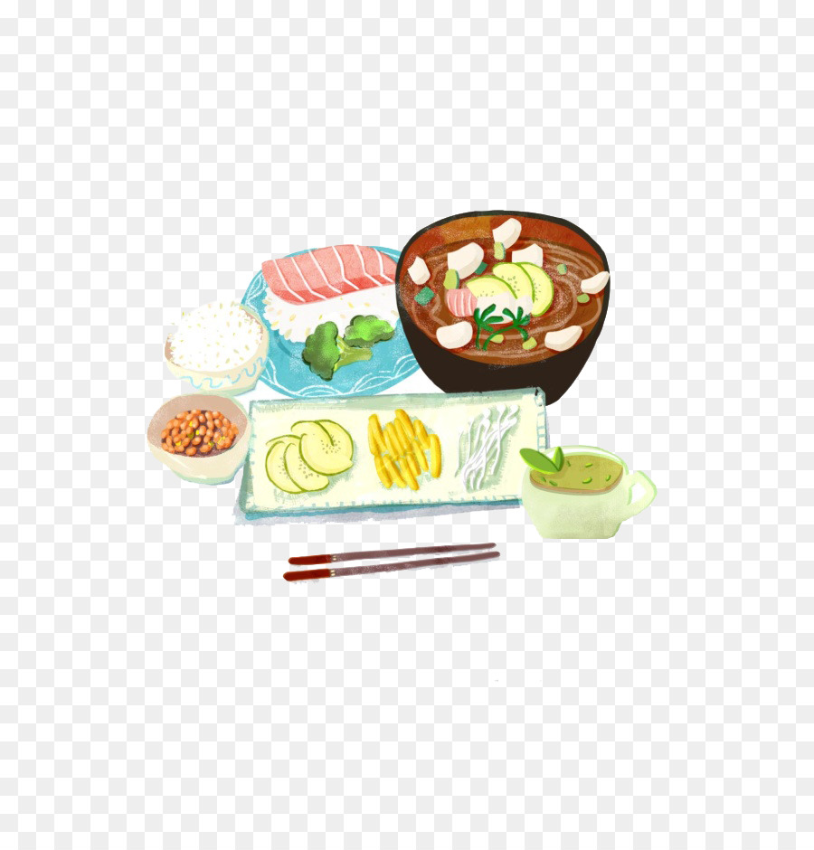 Frühstück Cartoon-Food-Zeichnung - Hand-painted cartoon japanisches Frühstück