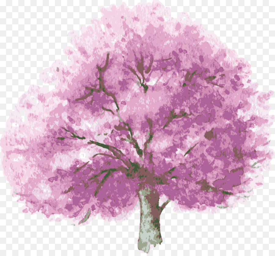 Albero di pittura ad Acquerello Arbusto Illustrazione - Viola albero vettoriale