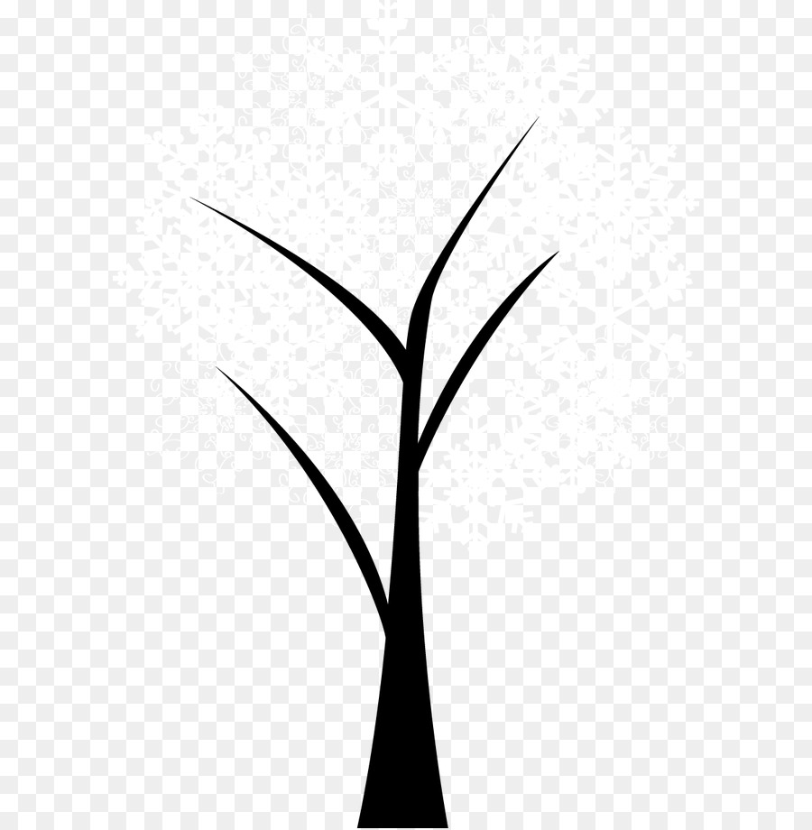 Zweig Schwarz und weiß Pflanze, Stamm-Blatt-Muster - Cartoon gemalt Schneeflocken Baum