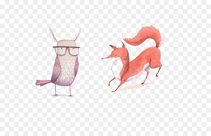 illustrazione - Dipinto a mano gufo fox modello