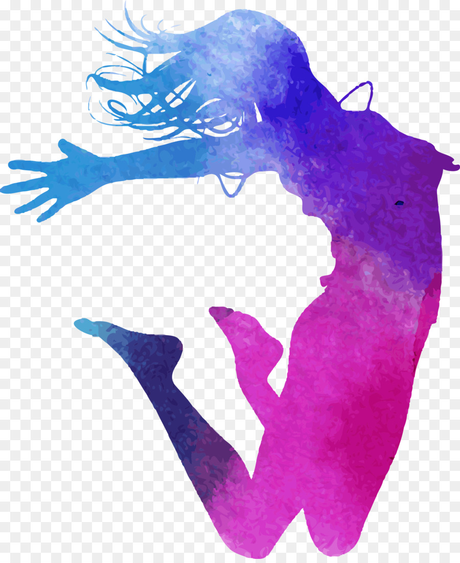 Danza, pittura ad Acquerello Royalty-free Illustrazione - Inchiostro colore silhouette salto