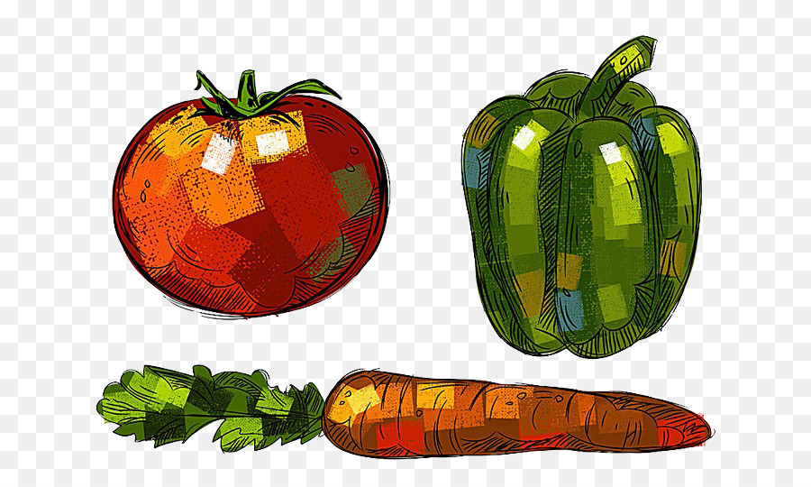 Peperoni, Zucca, Verdure di Disegno - Pomodori, peperoni, carote fibbia-materiale gratuito