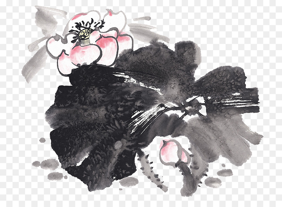 Tinte wash Malerei Nelumbo nucifera Vogel-und-Blumen-Malerei u611bu84eeu8aaa chinesische Malerei - Lotus