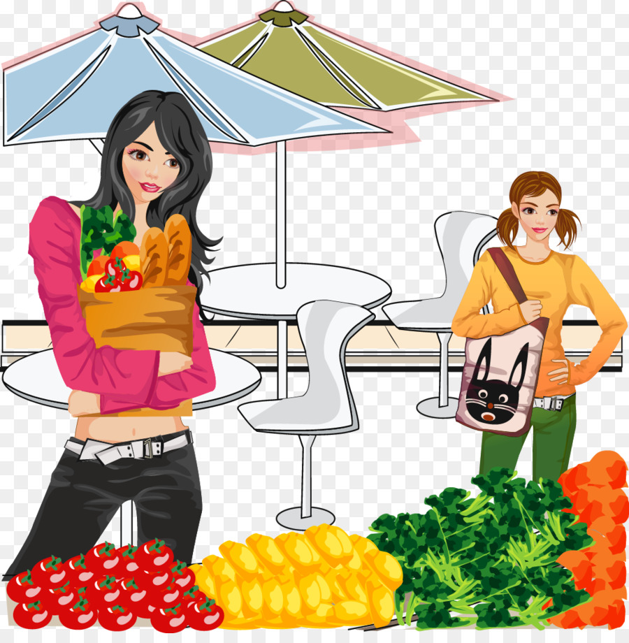 Lebensmittelgeschäft Shopping-clipart - Long-haired woman-shopping-Vektor-material