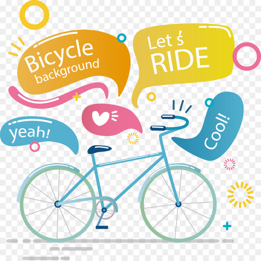 Ruota di bicicletta di Disegno - Vettoriale cartone animato disegnato a mano la bicicletta e il colore di dialogo tag